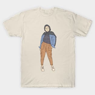 Hijab Girl Denim Jacket T-Shirt